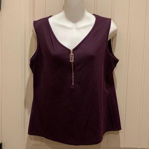 Per Seption Concept Women’s Size M Sleeveless Top Half Zip Sparkly Pull Purple